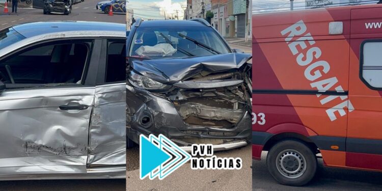 URGENTE: Acidente com capotamento deixa dois feridos no centro de Porto Velho