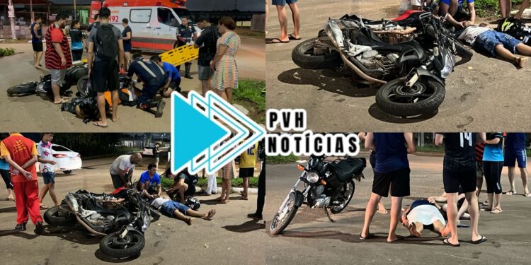 URGENTE: Batida entre motos deixa dois feridos na zona leste de Porto Velho