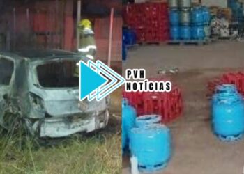 URGENTE: Carro incendiado por bandidos havia sido furtado de depósito junto com moto e botijas de gás
