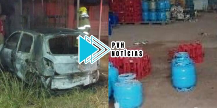 URGENTE: Carro incendiado por bandidos havia sido furtado de depósito junto com moto e botijas de gás