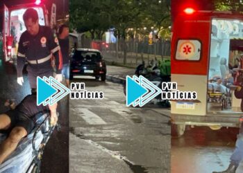 NÃO VI O SINAL: Piloto inabilitado fica ferido em acidente na frente do Porto Velho Shopping