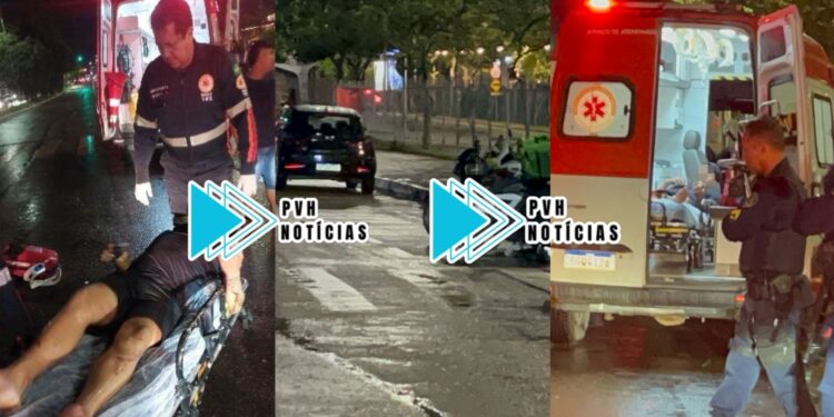 NÃO VI O SINAL: Piloto inabilitado fica ferido em acidente na frente do Porto Velho Shopping