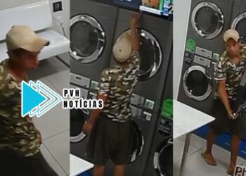 VÍDEO: Ladrão é filmado furtando TV de lavanderia na zona sul
