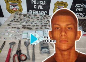FLAGRANTE: Denarc prende traficante com mais de 100 porções de drogas em boca de fumo no Aponiã