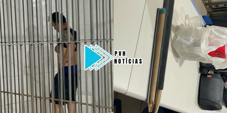BRABÃO: Homem quebra cabo de rodo na esposa, investe contra a PM e acaba contido com spray de pimenta