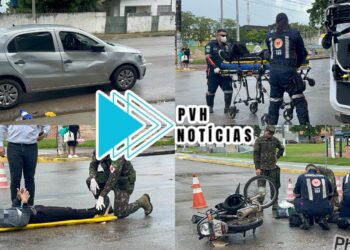 URGENTE: Motociclista fica ferido em grave acidente na frente da 17ª Brigada de Selva