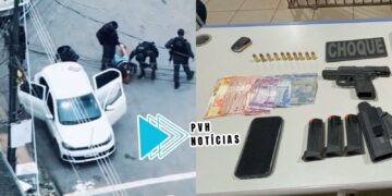 NO CENTRO: BPChoque prende trio flagrado com pistola em veículo