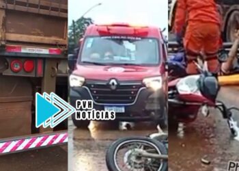 URGENTE: Motociclista fica ferido após batida em traseira de carreta na cabeceira da ponte em Porto Velho