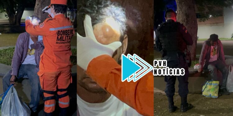 LEVOU GRAVATA: Morador de rua é agredido enquanto dormia na praça das Três Caixas D’água
