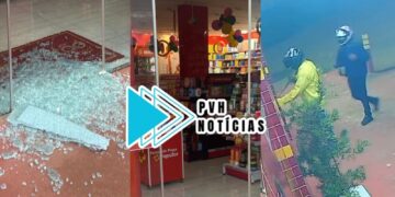 VÍDEO: Bandidos arrombam farmácia e furtam R$3.500 reais na zona leste