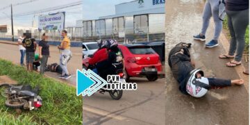 URGENTE: Carro avança preferencial e atropela motociclista na zona leste