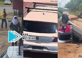 ATUALIZADA: Bandidos capotam carro após fazerem assalto na zona sul – Veja Vídeo