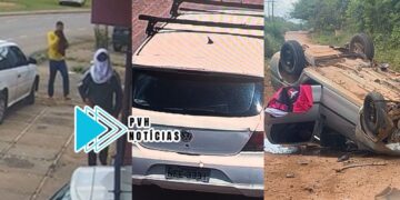 ATUALIZADA: Bandidos capotam carro após fazerem assalto na zona sul – Veja Vídeo