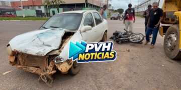 URGENTE: Moto aplicativo sofre grave acidente com carro e caminhão na Rio Madeira