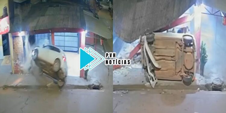 VÍDEO: Motorista embriagado é preso após capotar carro e destruir churrascaria na zona leste