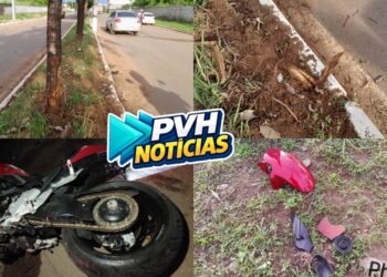 NA ESCURIDÃO: Motociclista bate em árvore após perder controle em lombada na RJ