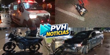 NO CENTRO: Motociclista é atropelado por carro após invadir preferencial em cruzamento