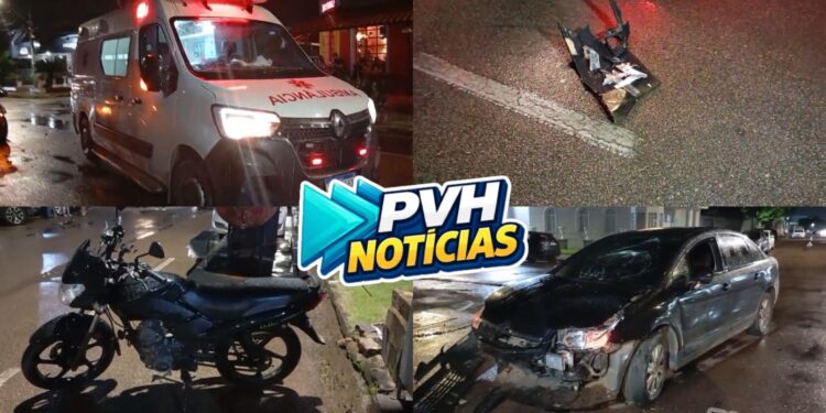 NO CENTRO: Motociclista é atropelado por carro após invadir preferencial em cruzamento