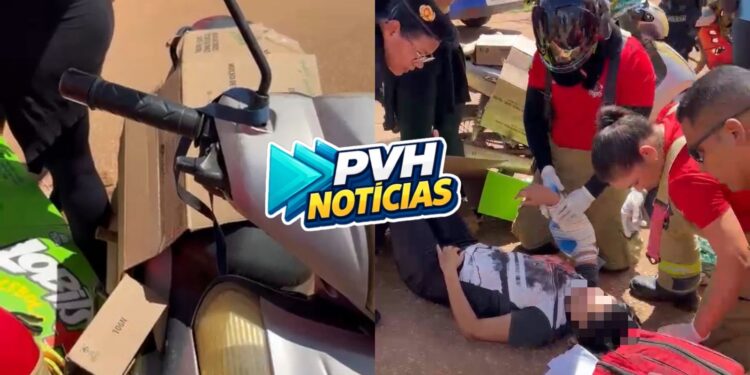 URGENTE: Motociclista fica com maçaneta do freio cravado no braço em acidente na zona leste