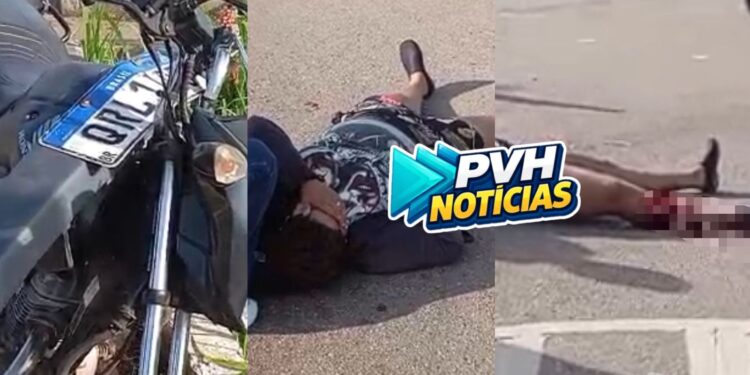 VÍDEO: Motorista foge após causar grave acidente e deixar motociclista com perna dilacerada