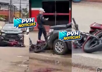 CASAL FERIDO: Acidente entre carro e moto deixa duas vítimas na zona leste