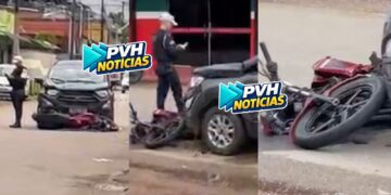 CASAL FERIDO: Acidente entre carro e moto deixa duas vítimas na zona leste