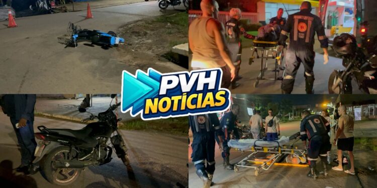 URGENTE: Três pessoas ficam feridas em batida entre motos em cruzamento