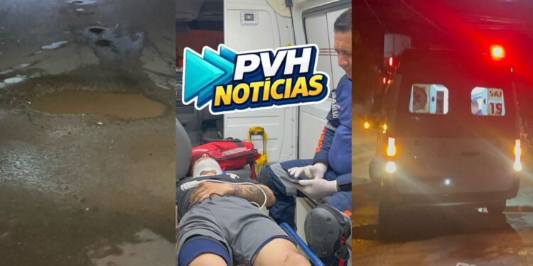 URGENTE: Carro desvia de buraco na rua e bate de frente com moto ocupada por casal na leste