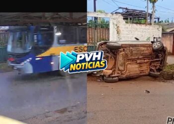 VÍDEO: Carro capota depois de ser arrastado por ônibus escolar na zona leste