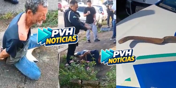 URGENTE: Homem é preso após bater na mãe de 85 anos e atacar irmão com foice no centro
