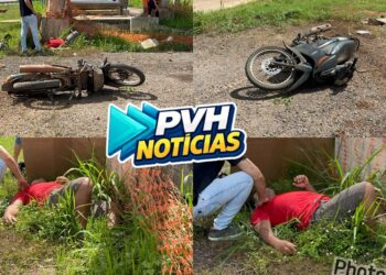 URGENTE: Motociclista passa direto em curva e sofre grave acidente na BR-364 em Porto Velho