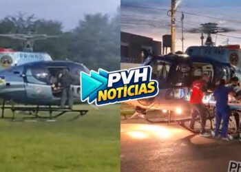 VÍDEO: Aluno atropelado por ônibus é resgatado em helicóptero do GAVE ao Hospital em Porto Velho