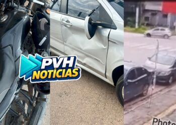 VÍDEO: Piloto e passageiro ficam feridos após moto avançar sinal vermelho e bater em carro