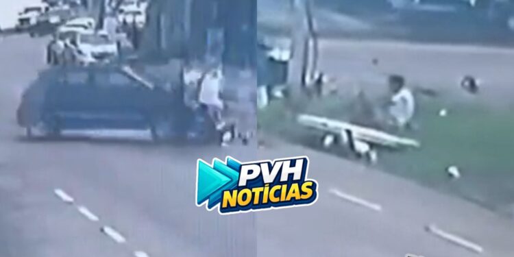 VÍDEO: Mulher cai dentro de bueiro em grave acidente no centro de Porto Velho