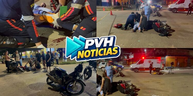 URGENTE: Motociclistas ficam feridos após colisão no bairro Cai N’água, em Porto Velho