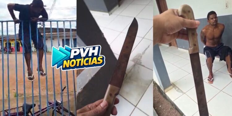 VÍDEO: Homem com facão é detido tentando invadir delegacia na zona leste