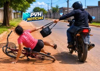 COVARDIA: Ladrão derruba mulher de bicicleta e rouba bolsa em Porto Velho