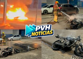 URGENTE: Moto é destruída por incêndio na zona sul de Porto Velho