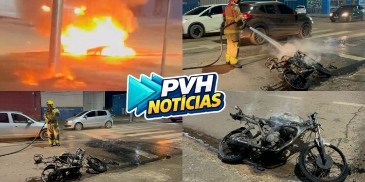 URGENTE: Moto é destruída por incêndio na zona sul de Porto Velho