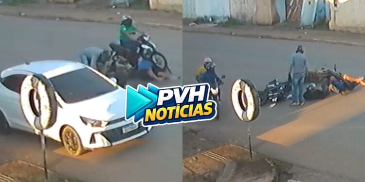 VÍDEO: Batida entre três motos e um carro deixa vários feridos na zona leste