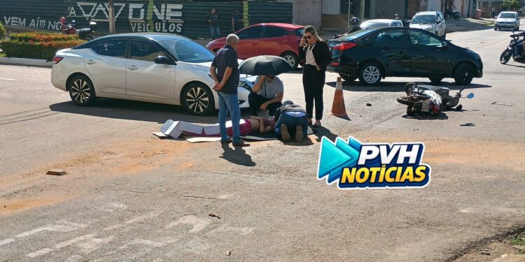 INVADIU: Mulher fica ferida em grave acidente na Caula em Porto Velho