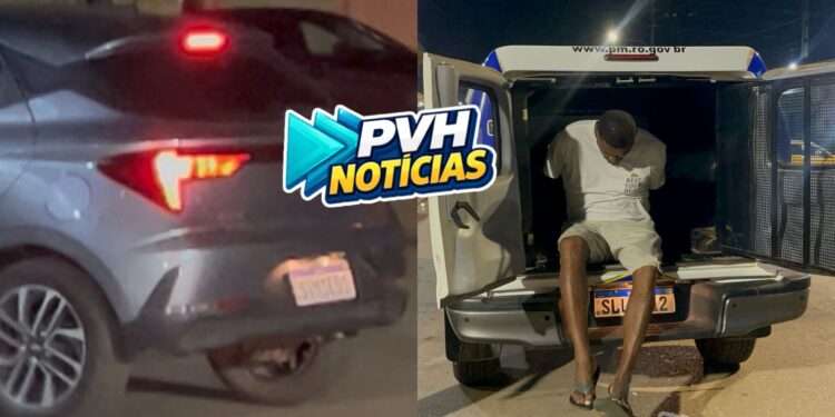 Português é preso com carro roubado e suspeito de clonagem em estacionamento de loja em Porto Velho