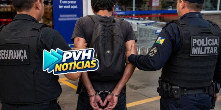 FLAGRA: Homem é preso apôs furtar frango congelado no Arasuper em Porto Velho