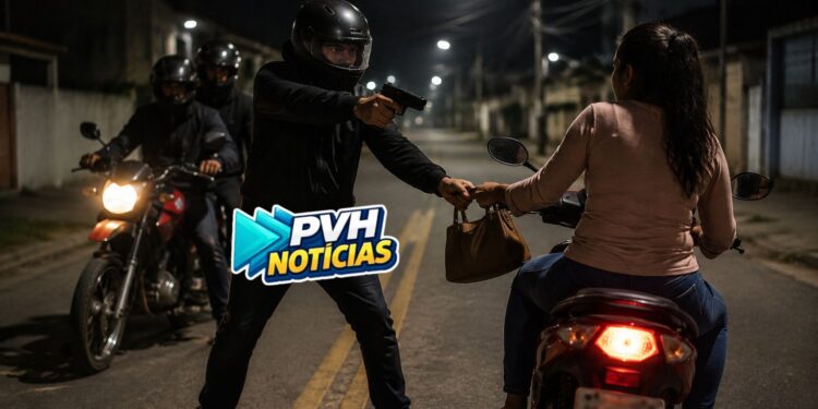 Mulher tem moto roubada por criminosos armados em Porto Velho