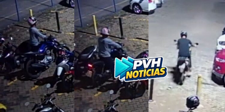 VÍDEO: Dupla é filmada furtando moto no estacionamento da FIMCA em Porto Velho