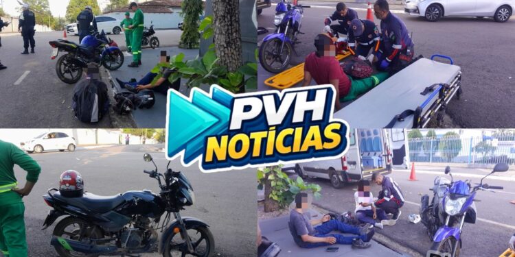 URGENTE: Batida entre motos deixa três feridos no centro