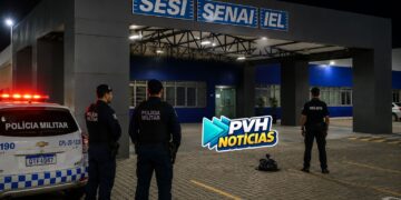 BOTOU PRA CORRER: Criminoso é recebido a tiros após invadir prédio do Senai na zona leste