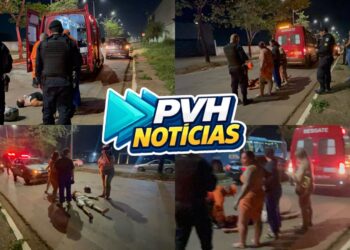 URGENTE: Casal fica ferido após atropelar gato e sofrer queda de moto na Zona Leste de Porto Velho