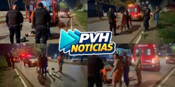 URGENTE: Casal fica ferido após atropelar gato e sofrer queda de moto na Zona Leste de Porto Velho