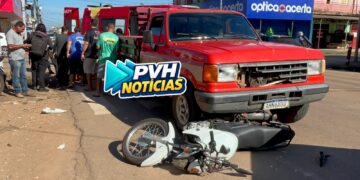 Urgente: Grave acidente entre caminhonete e moto deixa casal ferido na Zona Leste de Porto Velho